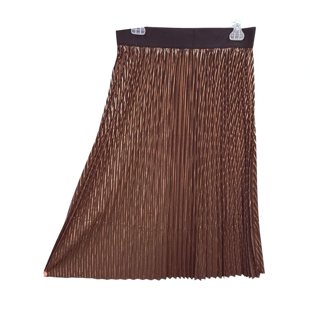 LuLaRoe Women's‎ Pleated Skirt Bronze Metallic Party Holiday Cocktail M